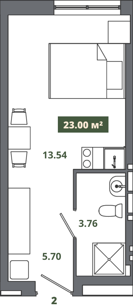  22.8 м² Место