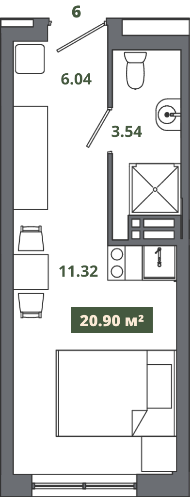  20.5 м² Место