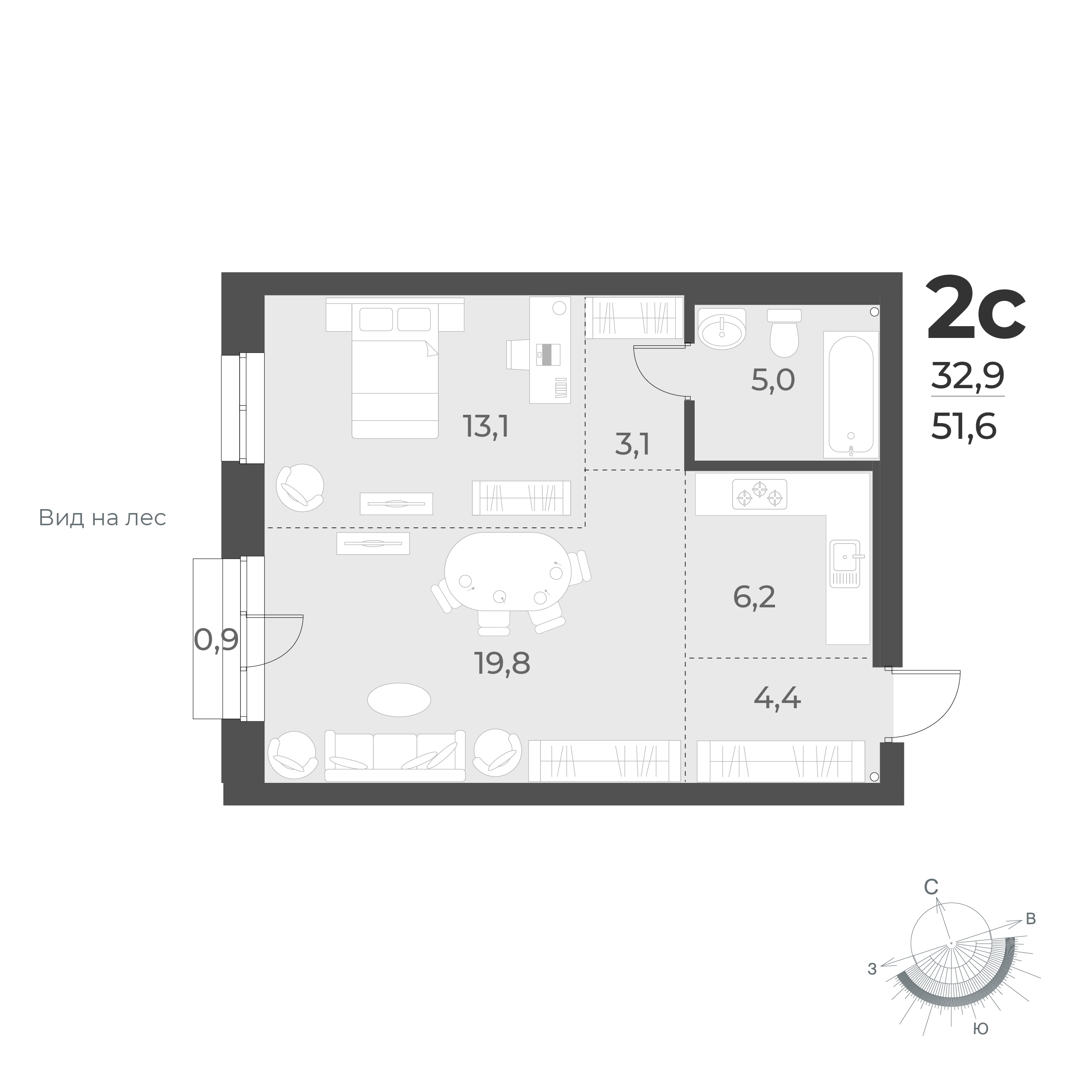  51.6 м² Новелла