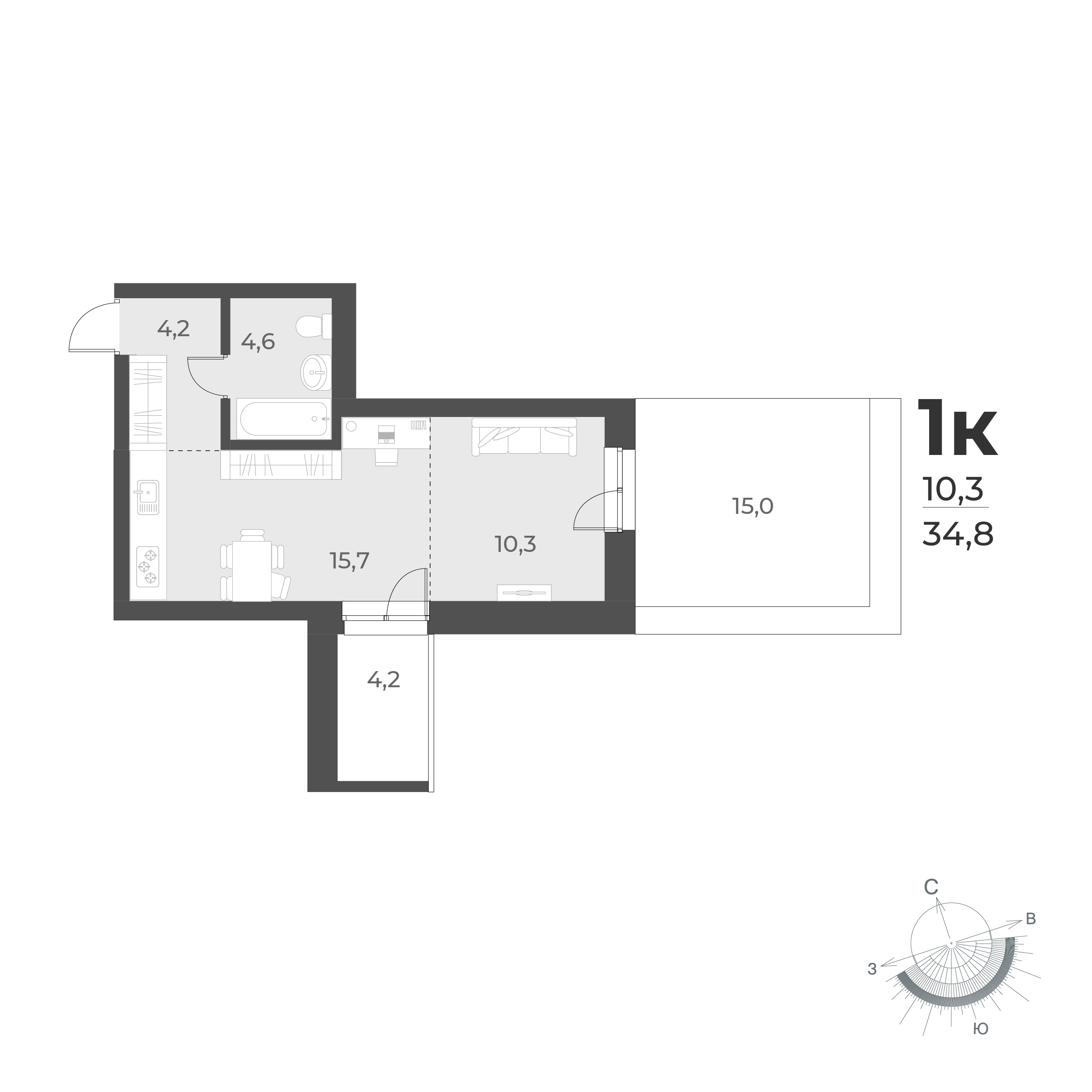  34.8 м² Новелла