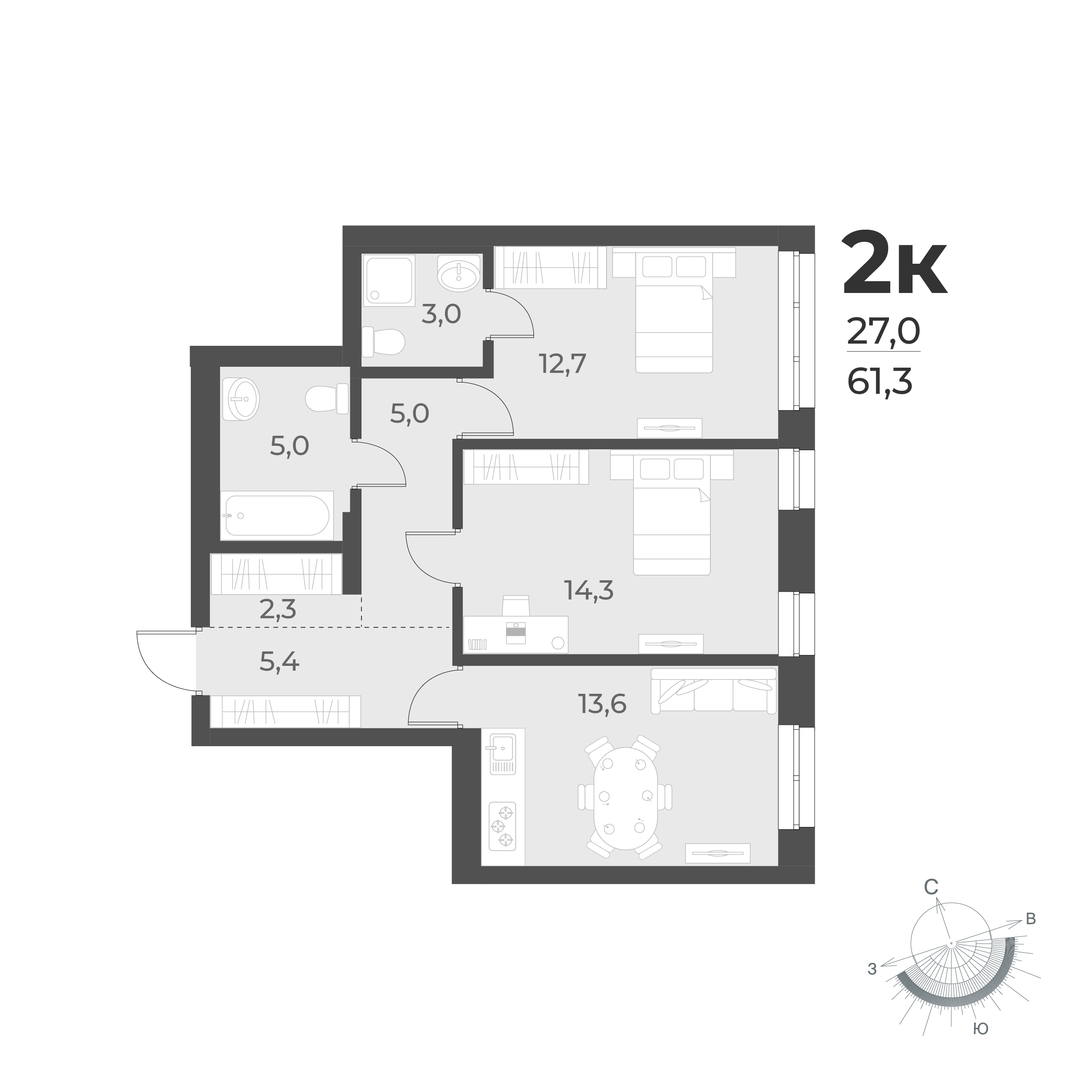  61.3 м² Новелла