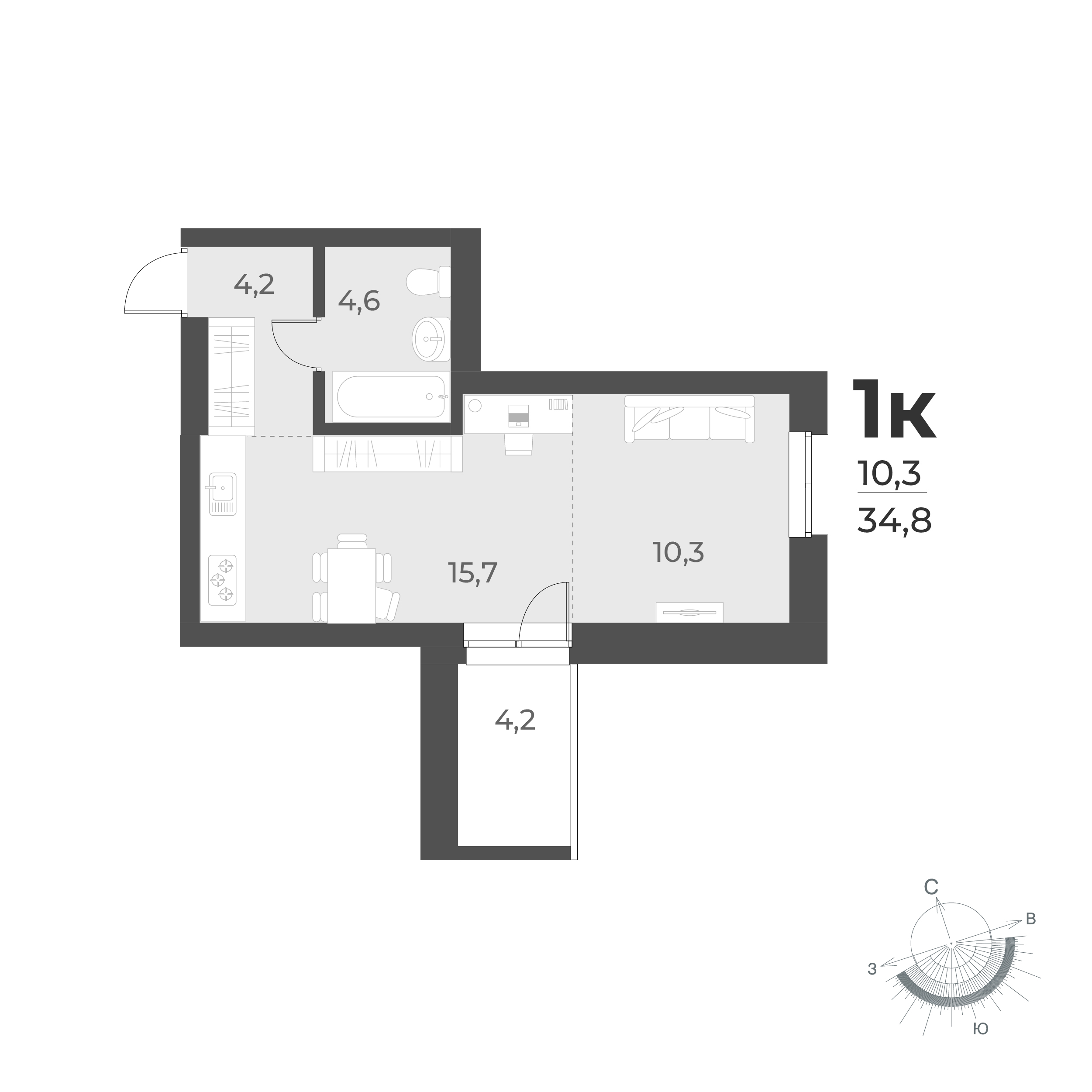  34.8 м² Новелла