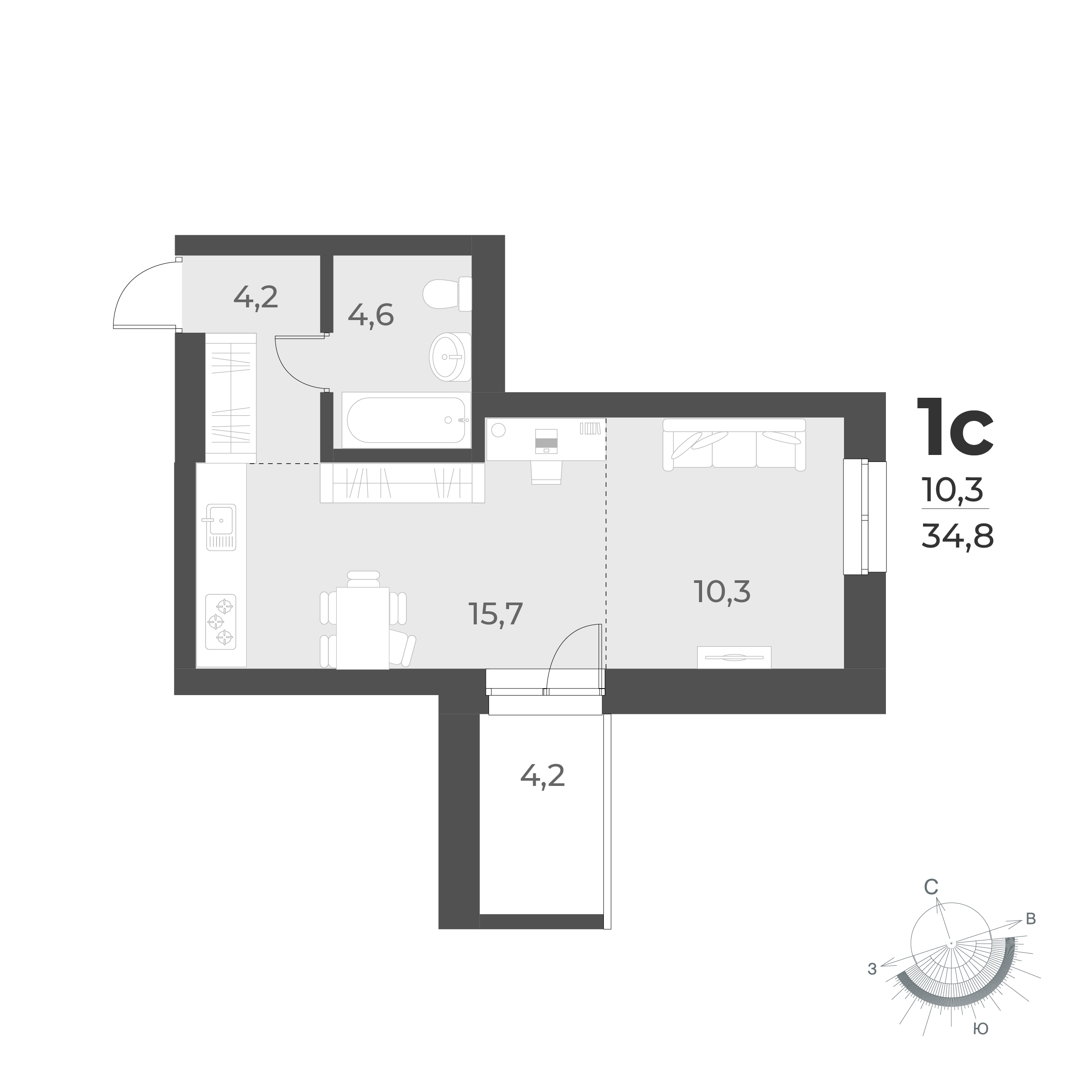  34.8 м² Новелла