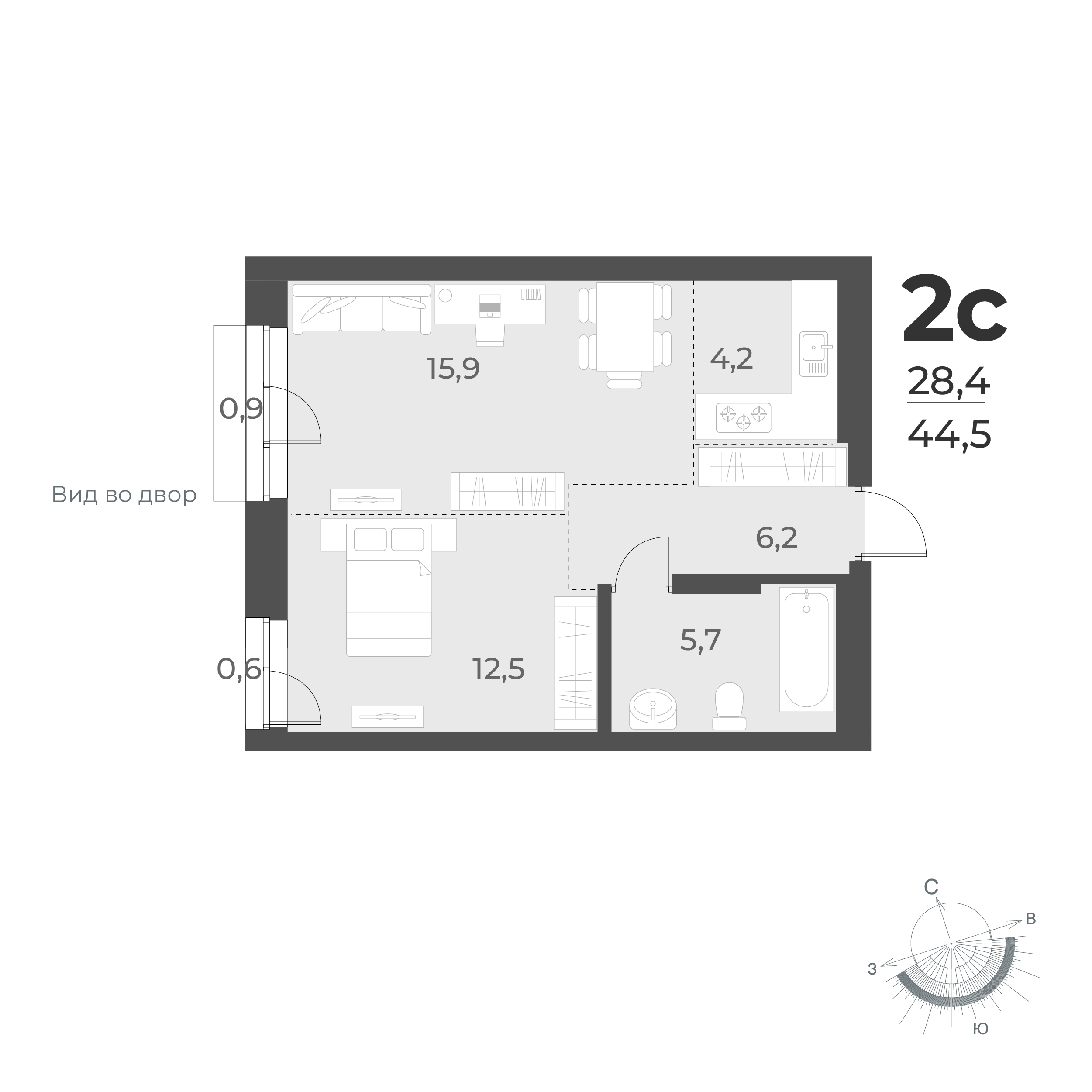  44.5 м² Новелла