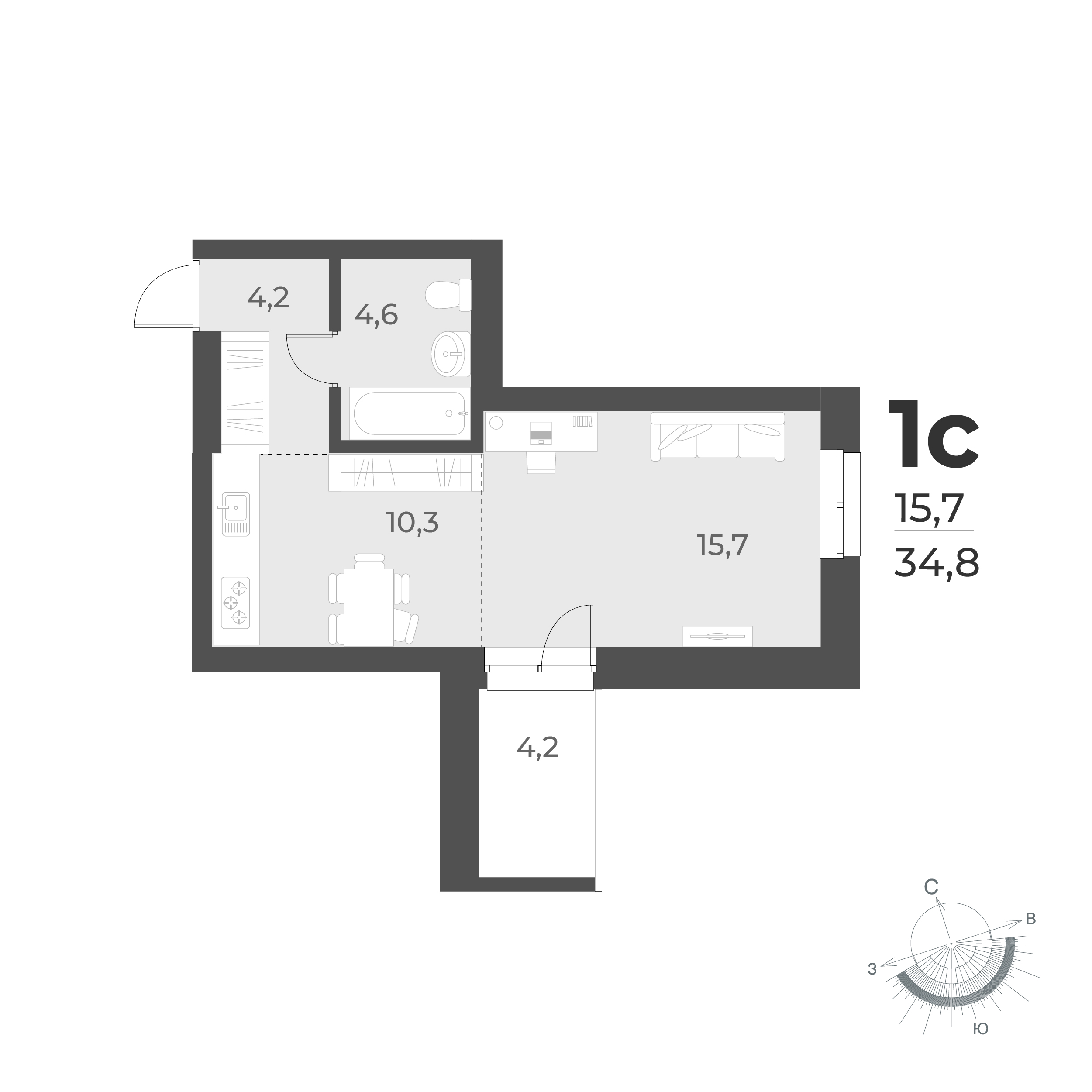  34.8 м² Новелла