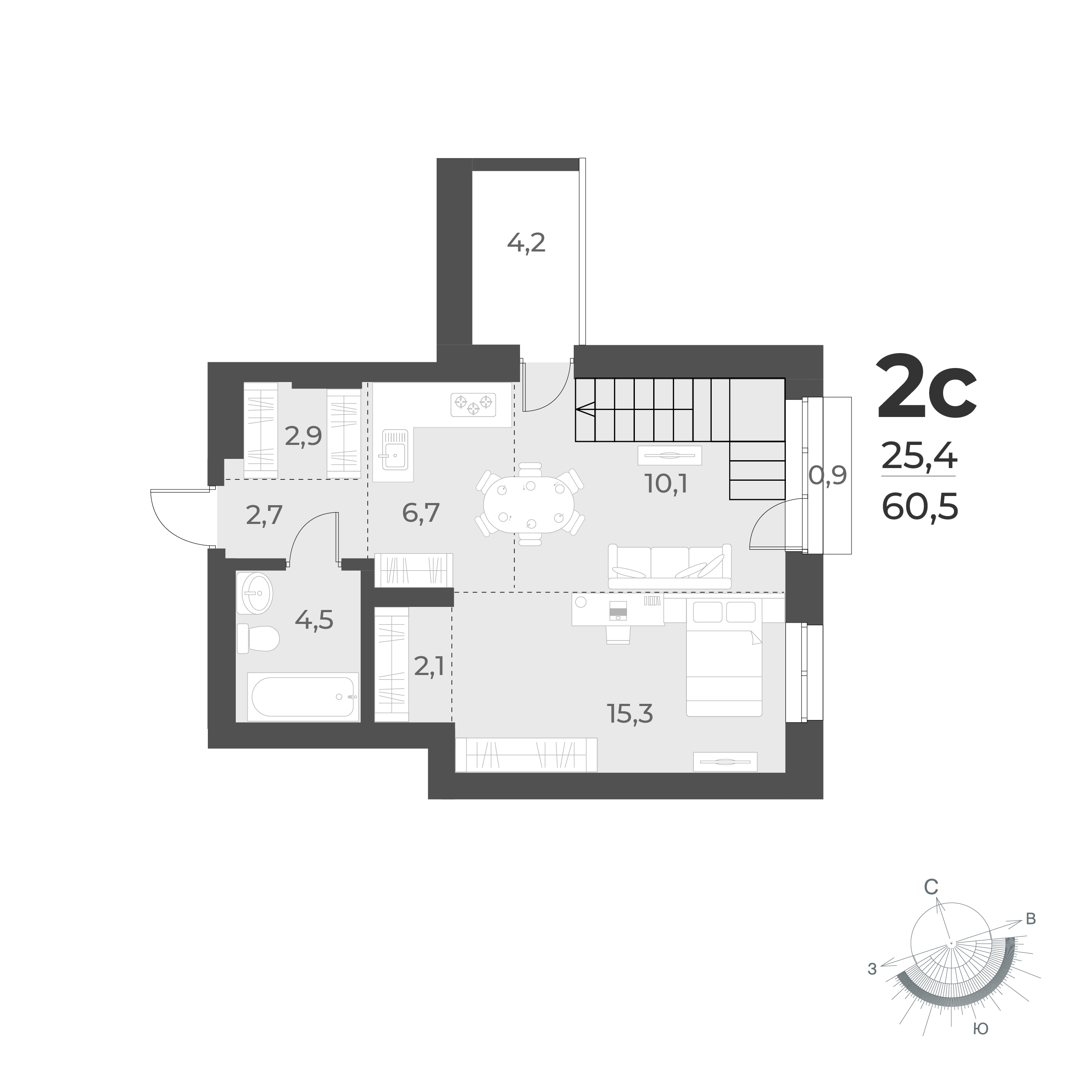  60.5 м² Новелла