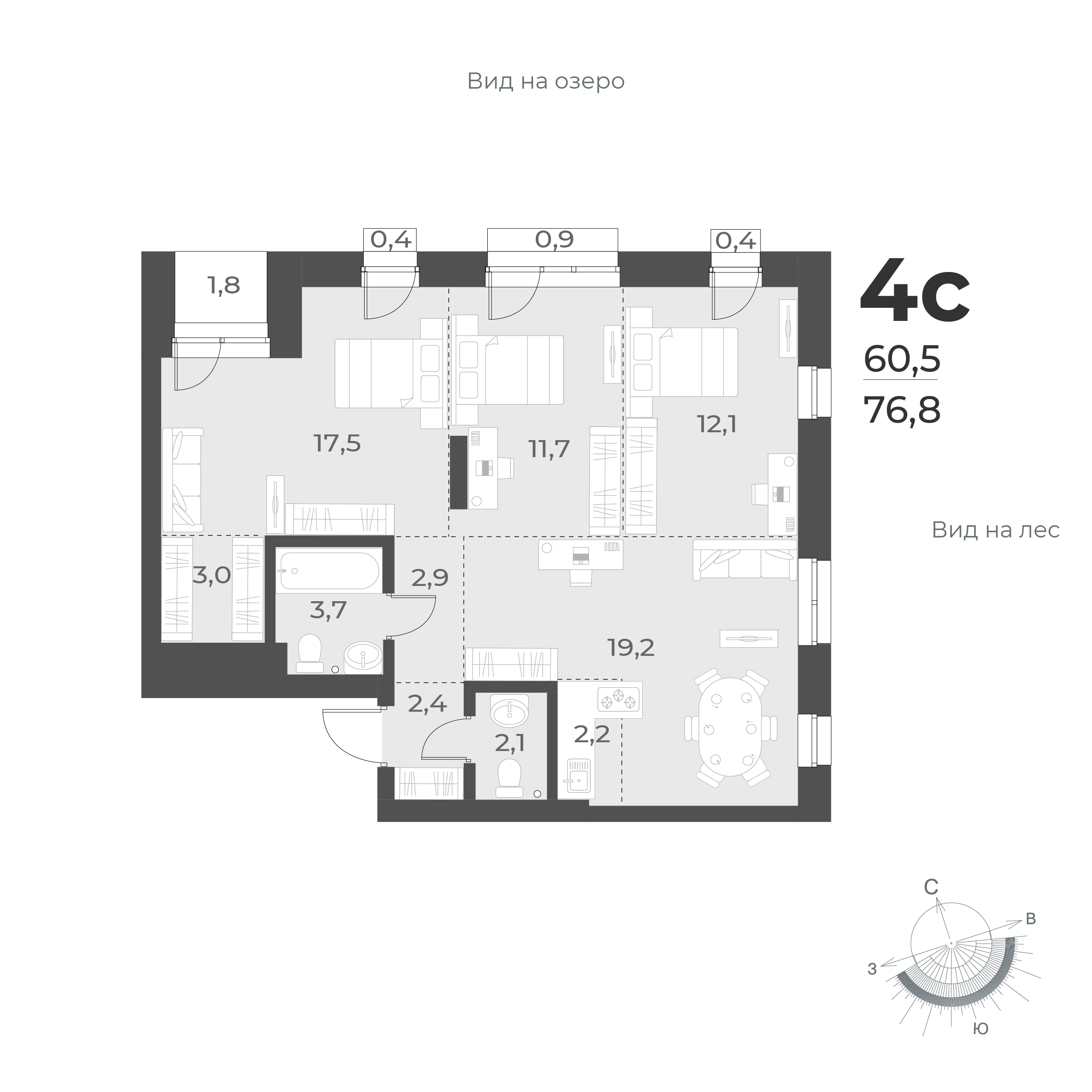  76.8 м² Новелла