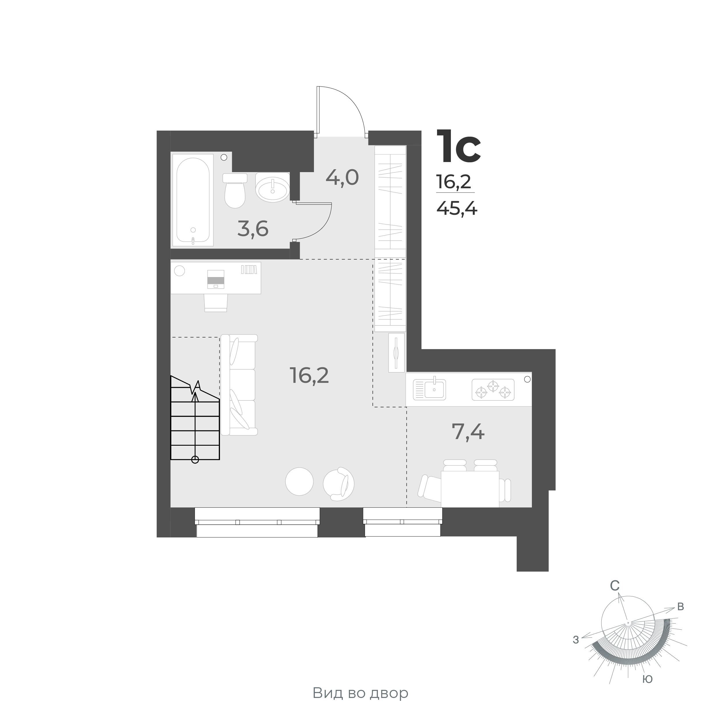  45.4 м² Новелла