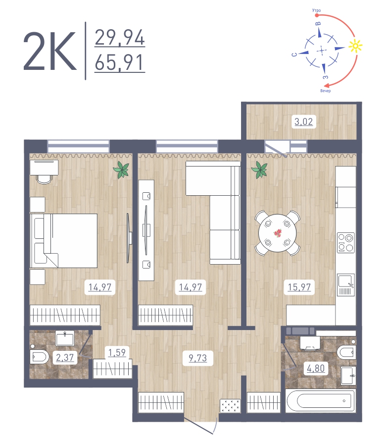  65.91 м² Основа