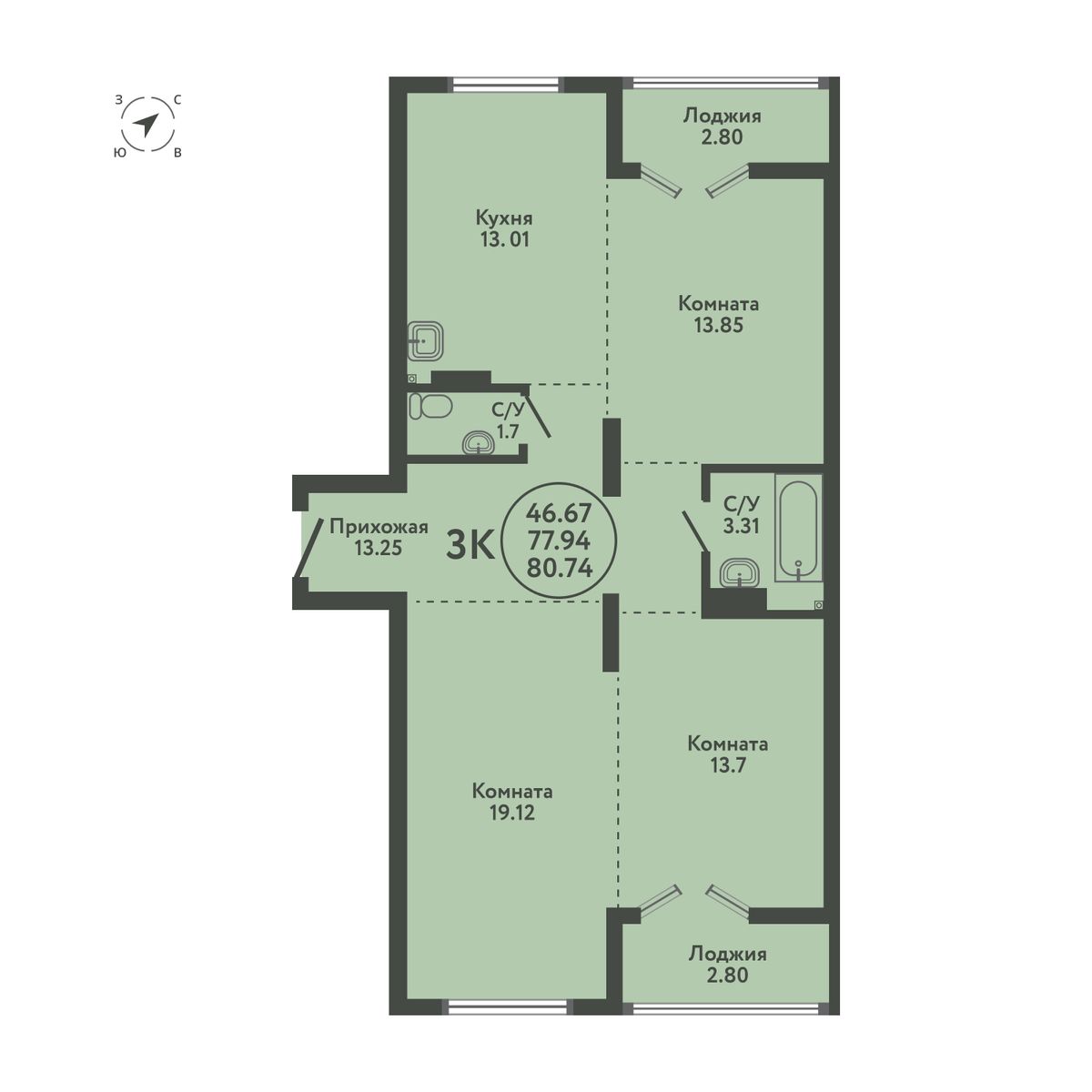  80.74 м² Экополис