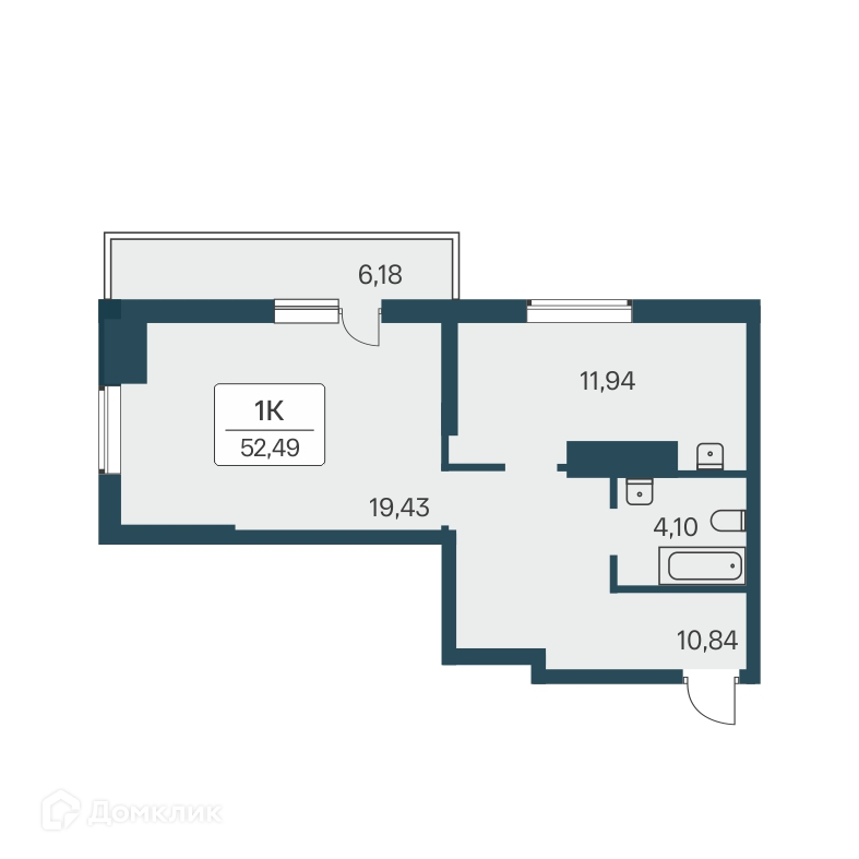 1-комнатная квартира 53.5 м² Расцветай на Зорге