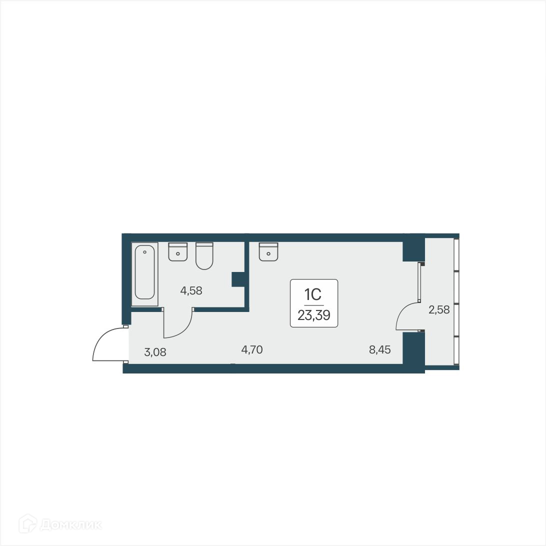 Студия 23.39 м² Расцветай на Дуси Ковальчук