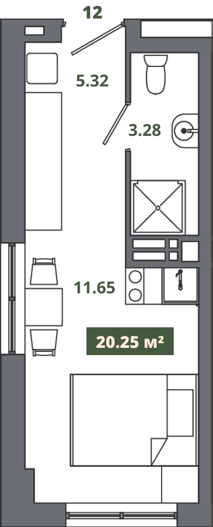  20.3 м² Место