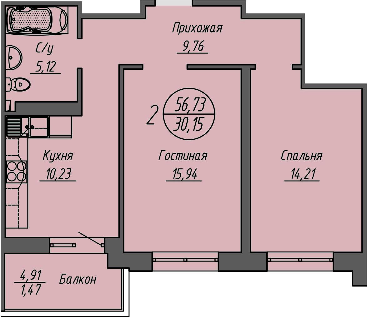  56.4 м² Облака