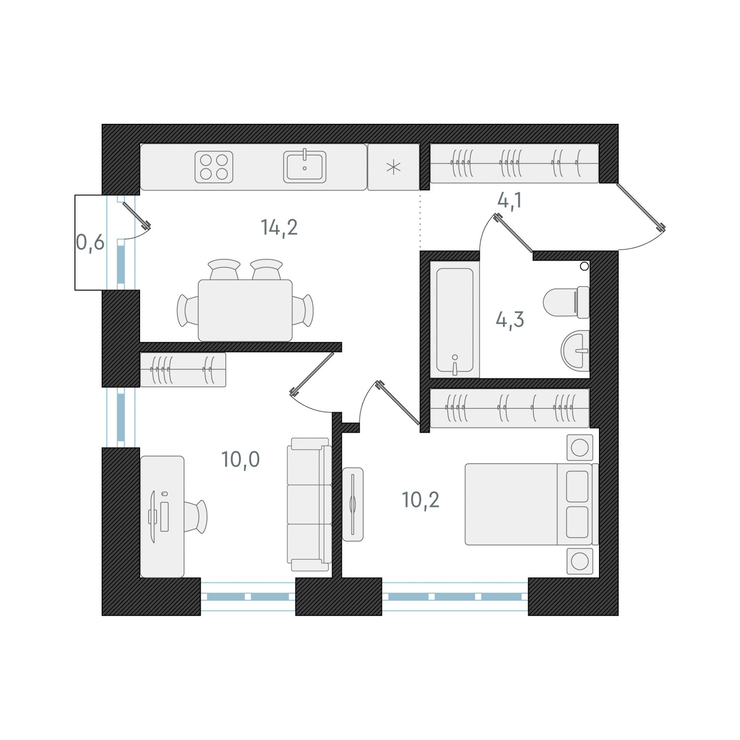  42.8 м² Новелла