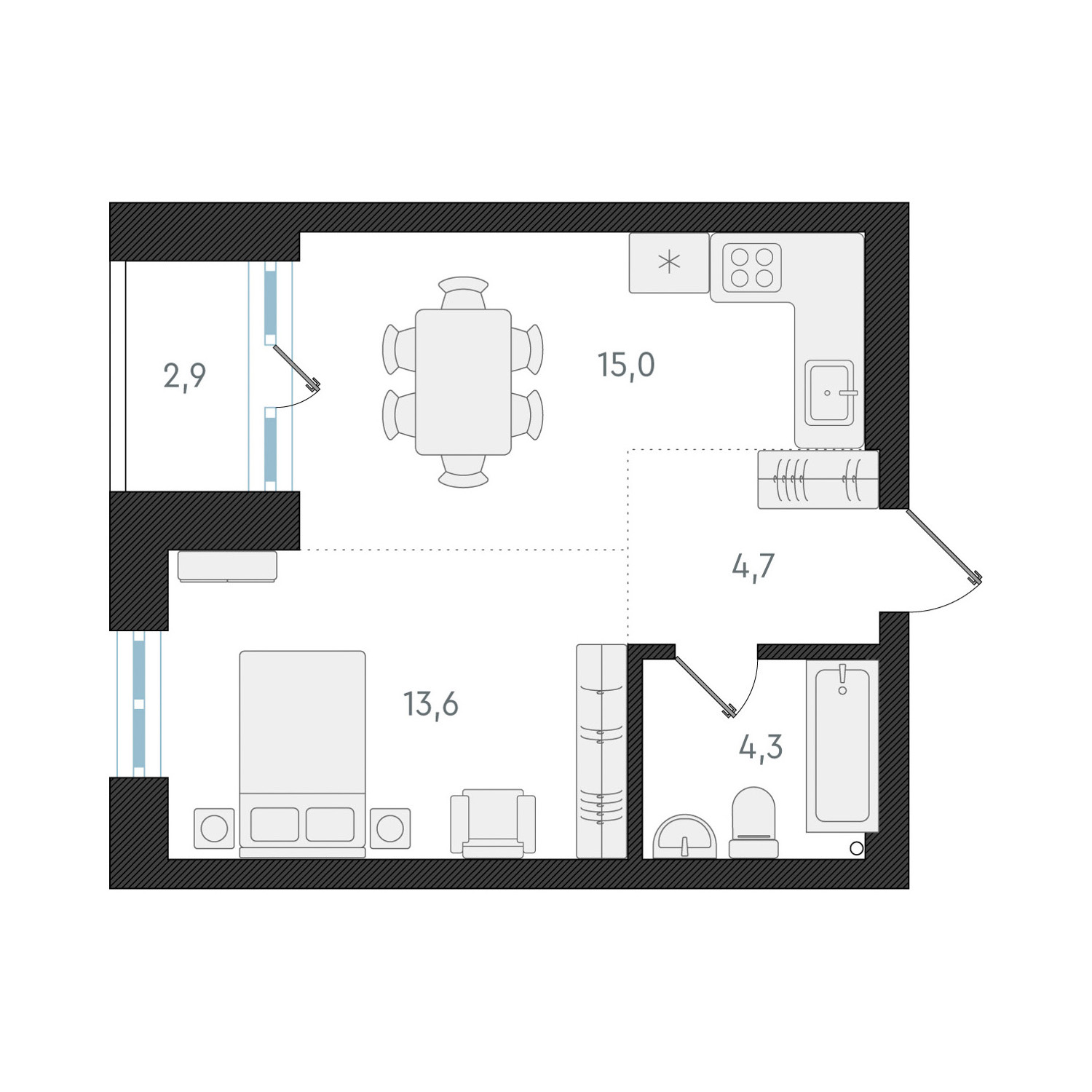  37.6 м² Новелла