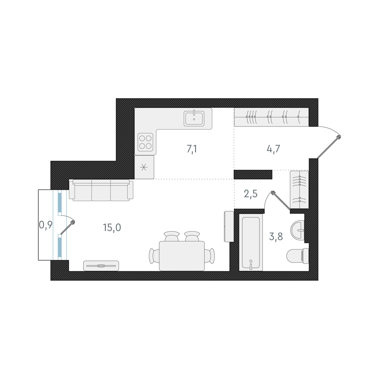  33.1 м² Новелла