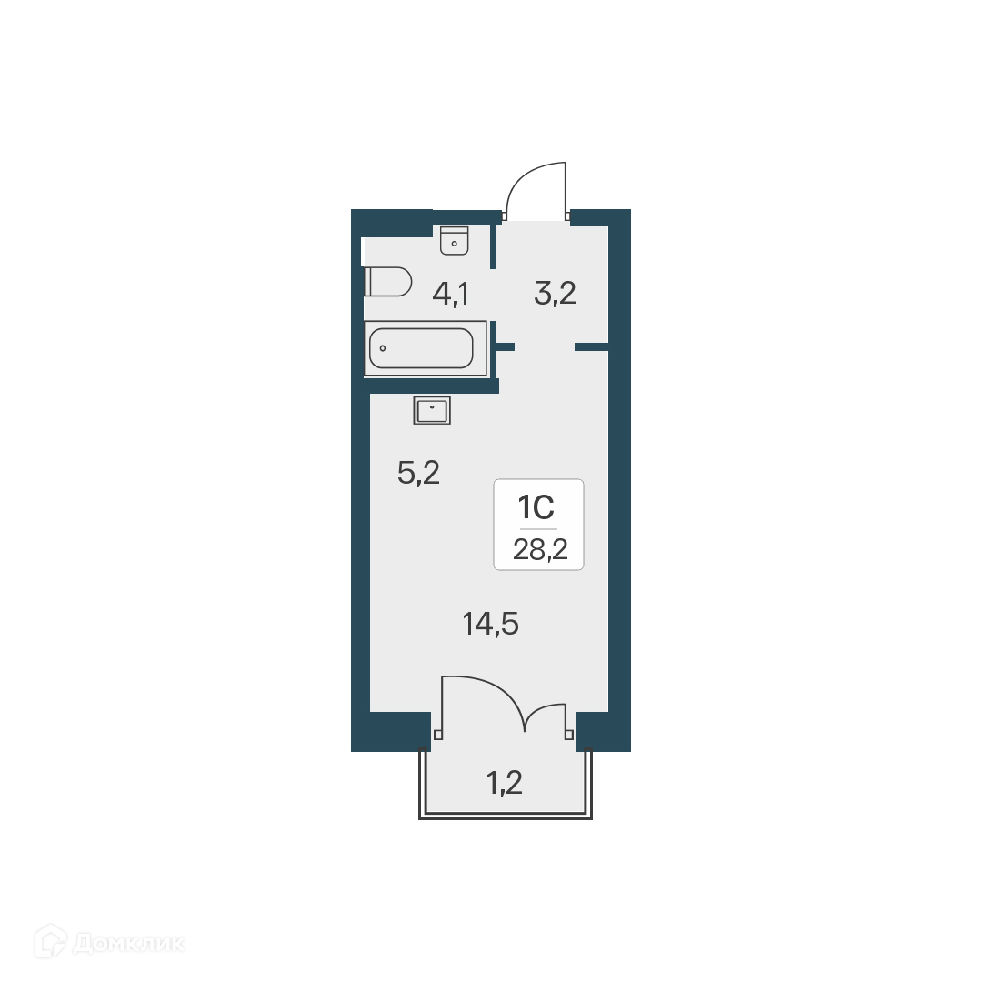 Студия 28.2 м² Расцветай на Красном