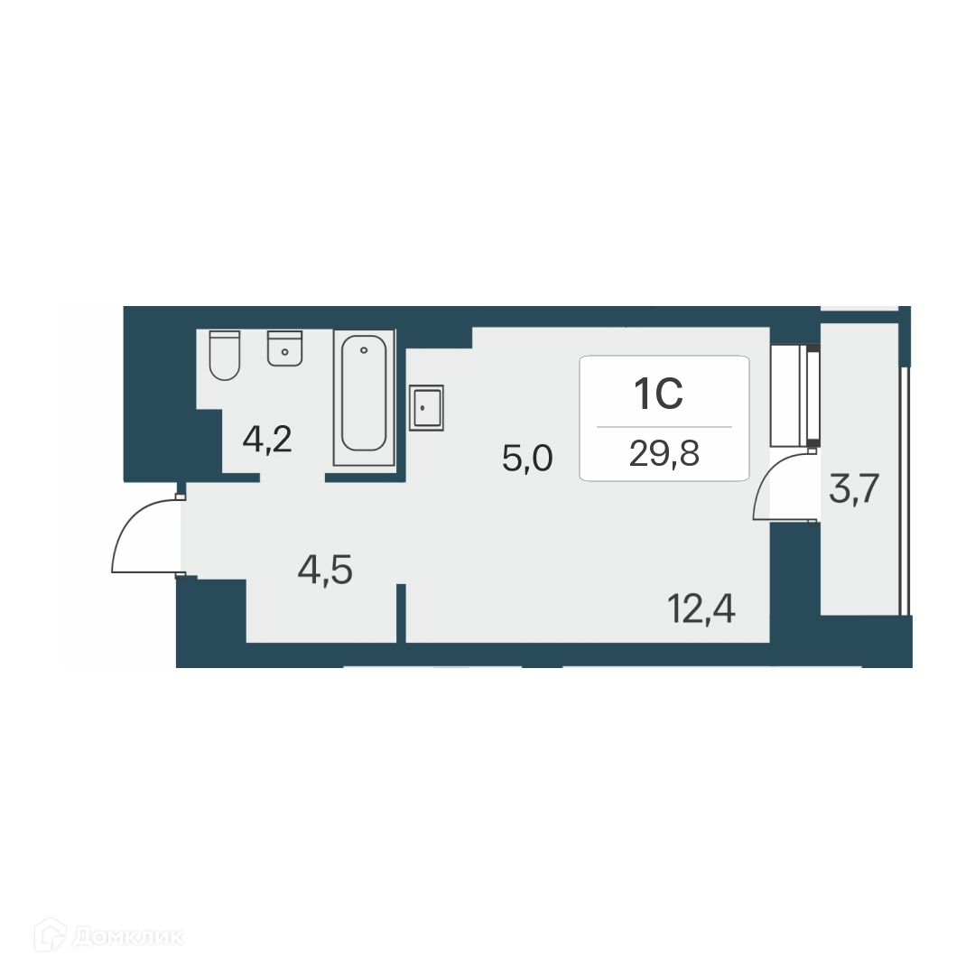 Студия 29.8 м² Расцветай на Красном
