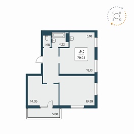  73.9 м² Расцветай на Обской