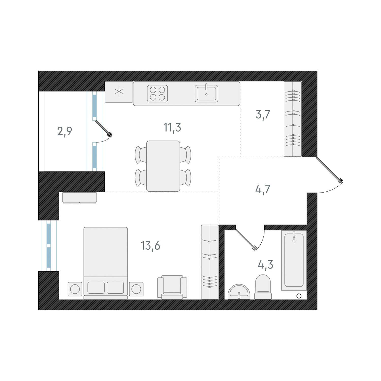  37.6 м² Новелла