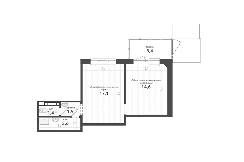 Студия 44 м² Чистая слобода