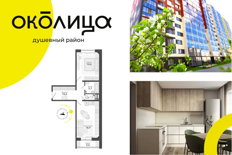 2-комнатная квартира 49.1 м² Околица