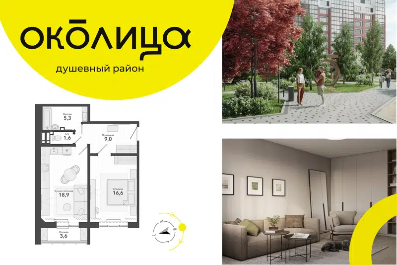 2-комнатная квартира 50.7 м² Околица