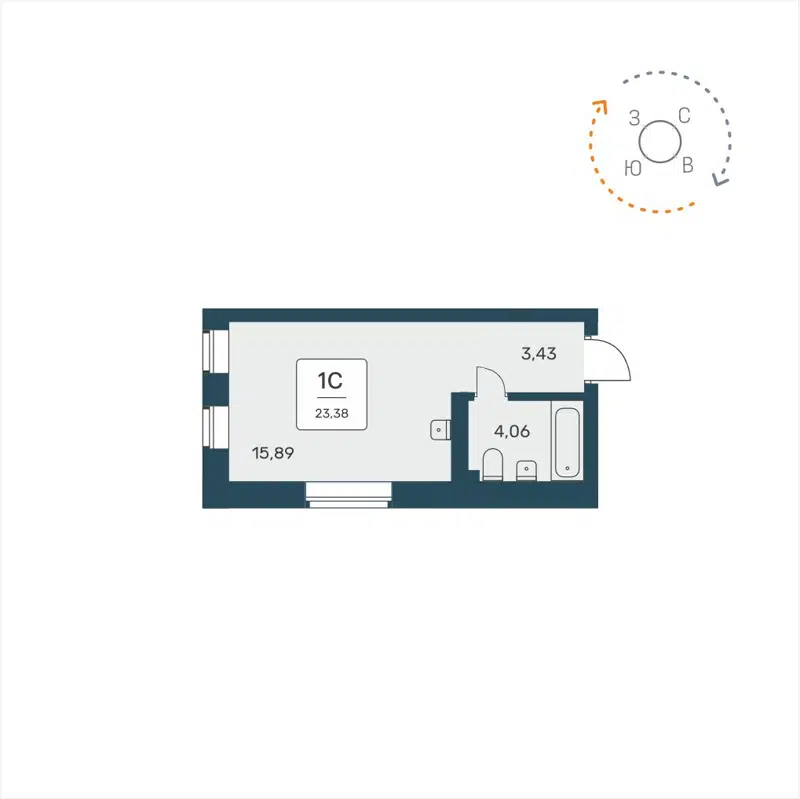 Студия 23.38 м² Расцветай на Авиастроителей