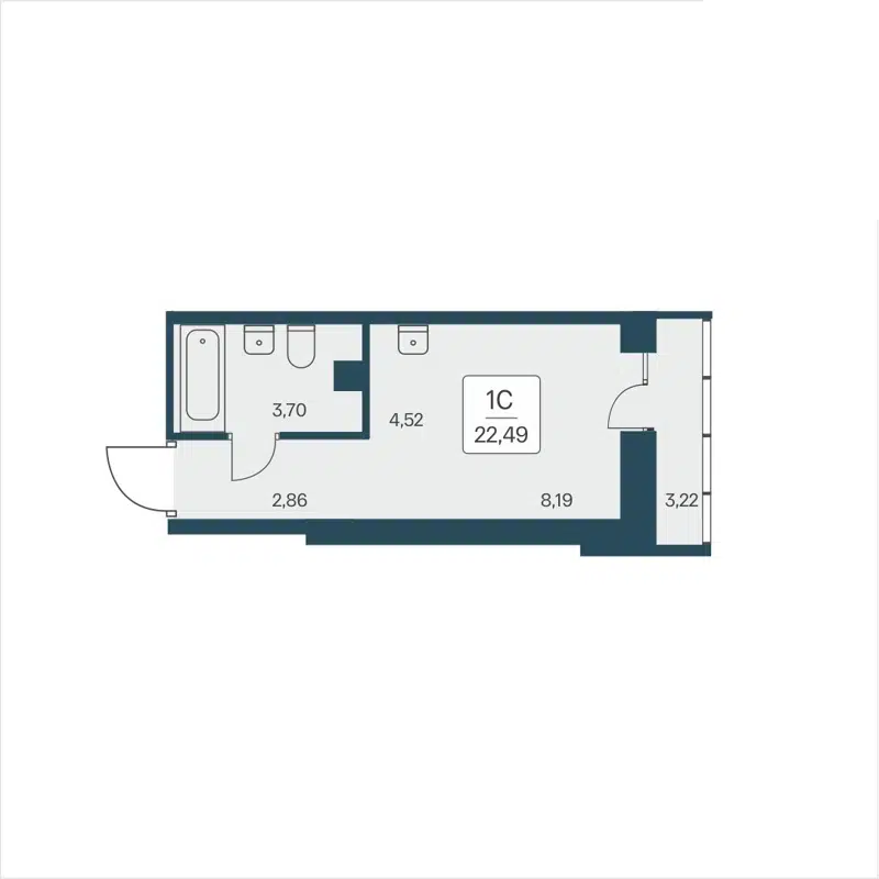 Студия 22.49 м² Расцветай на Дуси Ковальчук