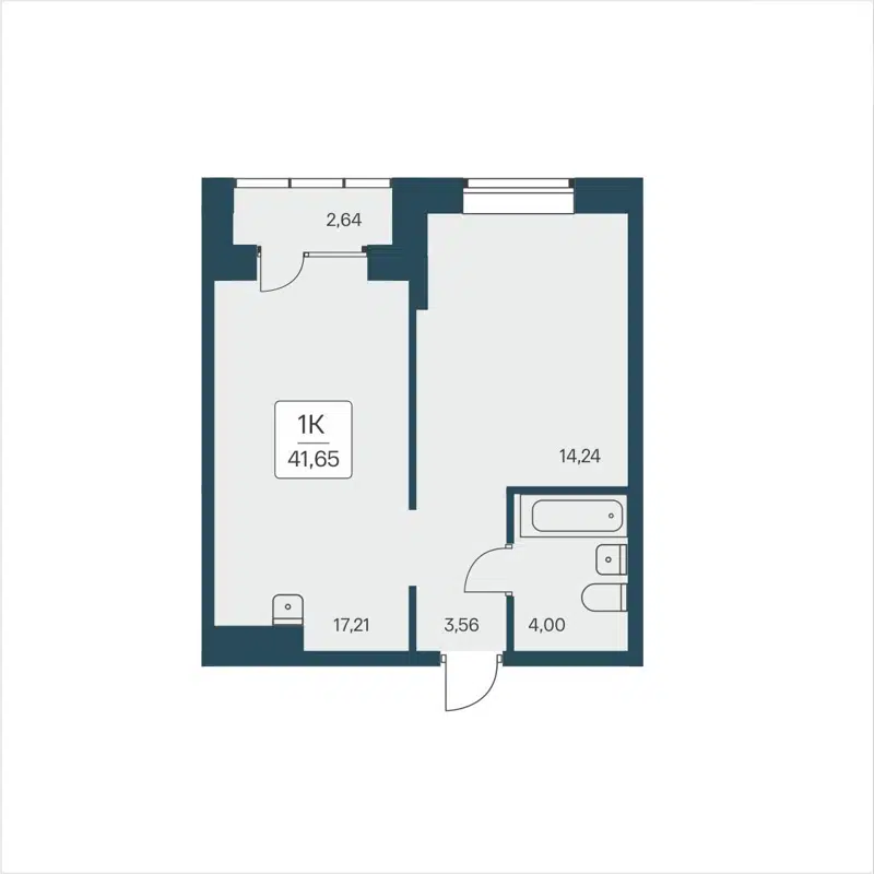 1-комнатная квартира 41.65 м² Расцветай на Дуси Ковальчук