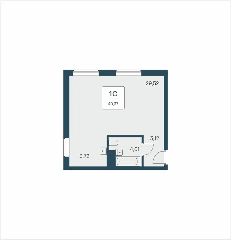 Студия 40.37 м² Time Park Apartments