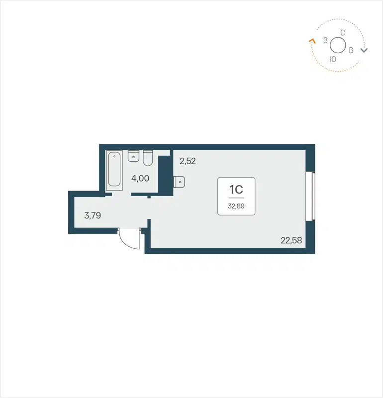 Студия 32.89 м² Time Park Apartments