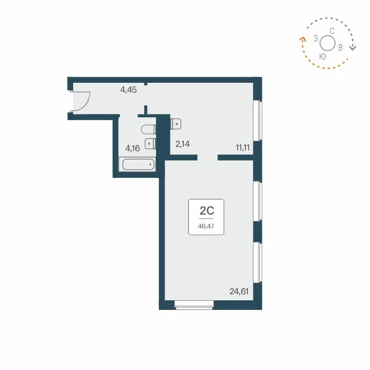 2-комнатные апартаменты 46.47 м² Time Park Apartments