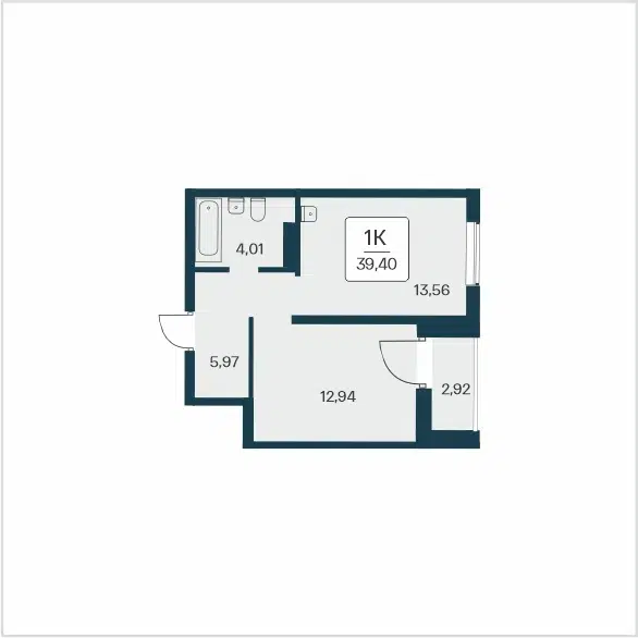 1-комнатная квартира 39.4 м² Сакура парк