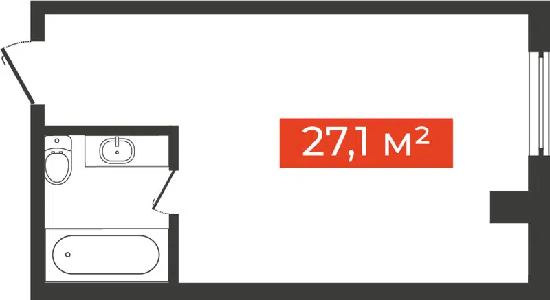 Студия 27.1 м² Freedom