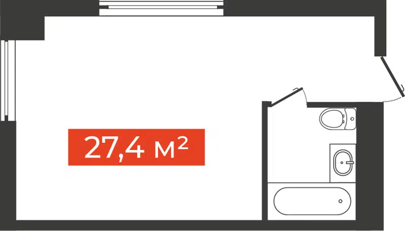 1-комнатные апартаменты 27.4 м² Freedom