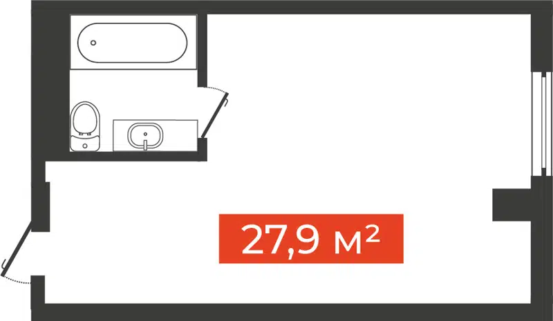 Студия 27.9 м² Freedom