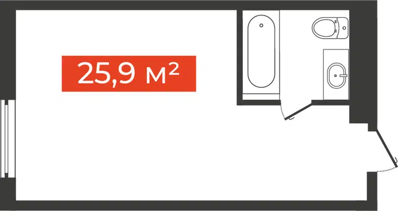 Студия 25.9 м² Freedom