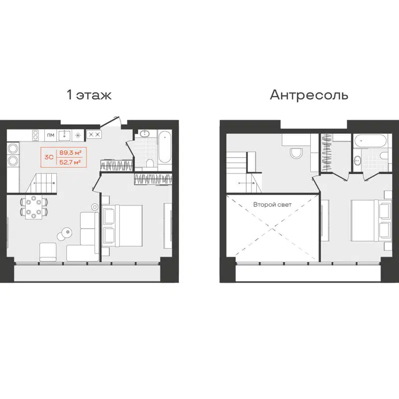 Студия 52.7 м² Freedom
