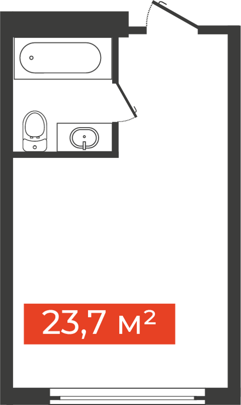 1-комнатные апартаменты 23.7 м² Freedom