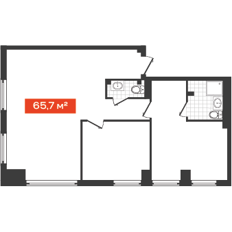 3-комнатные апартаменты 65.7 м² Freedom