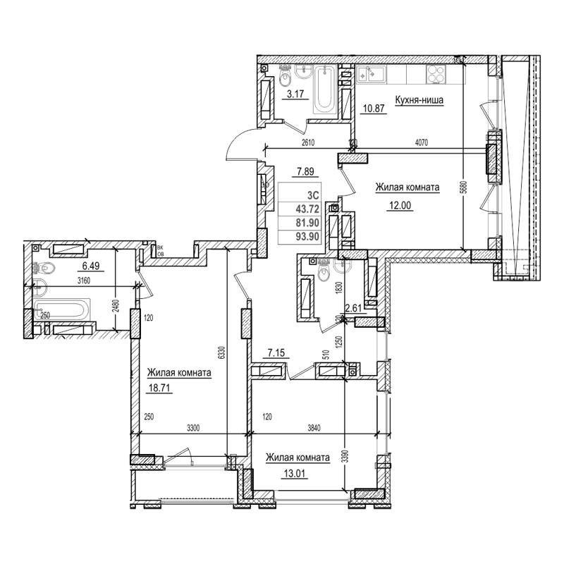 2-комнатная квартира 81.9 м² Чернышевский