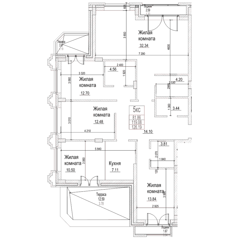 4-комнатная квартира 118 м² Чернышевский