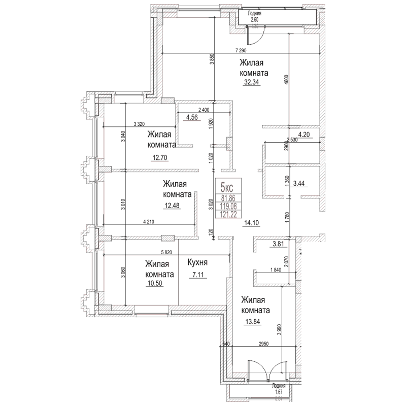 4-комнатная квартира 119 м² Чернышевский