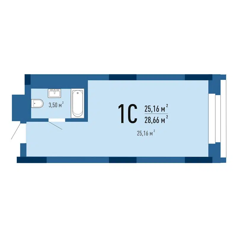 1-комнатные апартаменты 29.03 м² Gagarin city
