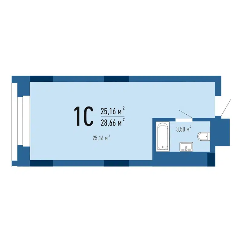 1-комнатные апартаменты 29.21 м² Gagarin city