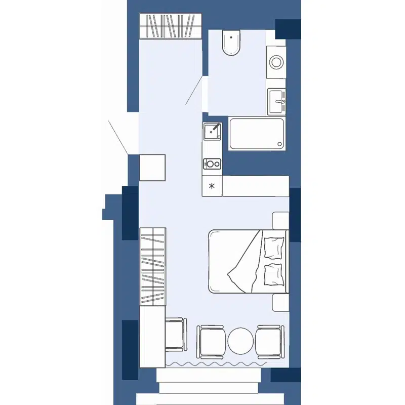 1-комнатные апартаменты 23.46 м² Gagarin city