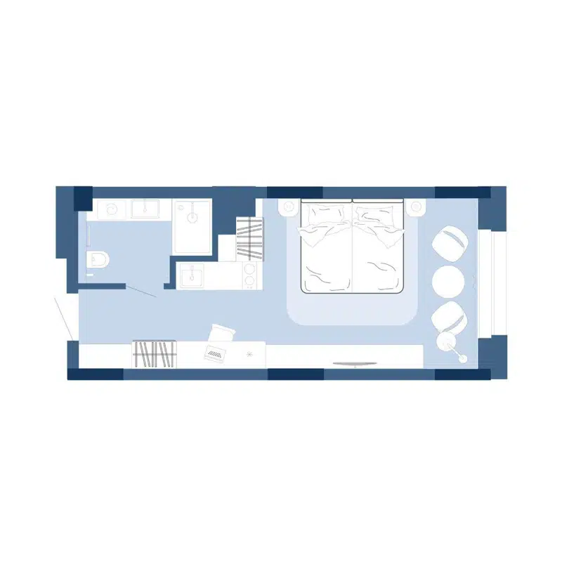 1-комнатные апартаменты 27.79 м² Gagarin city