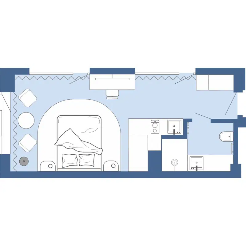 1-комнатные апартаменты 28.76 м² Gagarin city